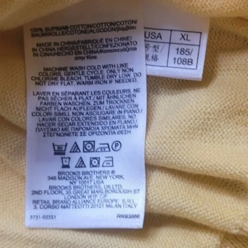 Brooks Brothers Supima Sweater XL Yellow Preppy Golf Luxe